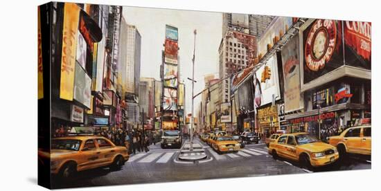 Times Square Perspective-John B^ Mannarini-Stretched Canvas