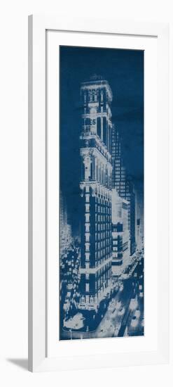 Times Square Postcard Blueprint Panel-Wild Apple Portfolio-Framed Premium Giclee Print