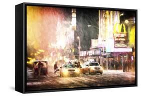 Times Square Snowstorm-Philippe Hugonnard-Framed Stretched Canvas