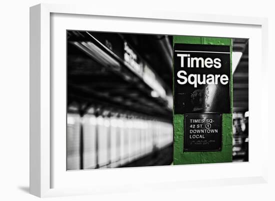 Times Square Subway Green-Susan Bryant-Framed Photographic Print