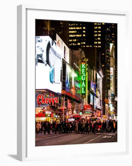 Times Square Urban Scene by Night - Manhattan - New York City - United States - USA-Philippe Hugonnard-Framed Photographic Print