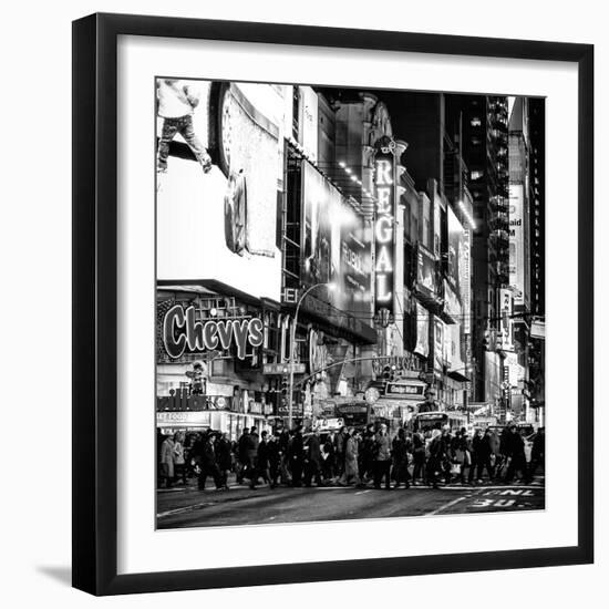 Times Square Urban Scene by Night - Manhattan - New York City - United States-Philippe Hugonnard-Framed Photographic Print