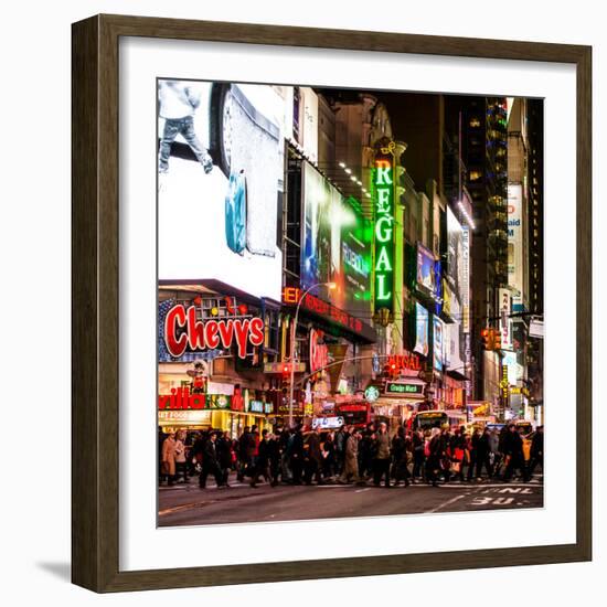 Times Square Urban Scene by Night - Manhattan - New York City - United States-Philippe Hugonnard-Framed Photographic Print