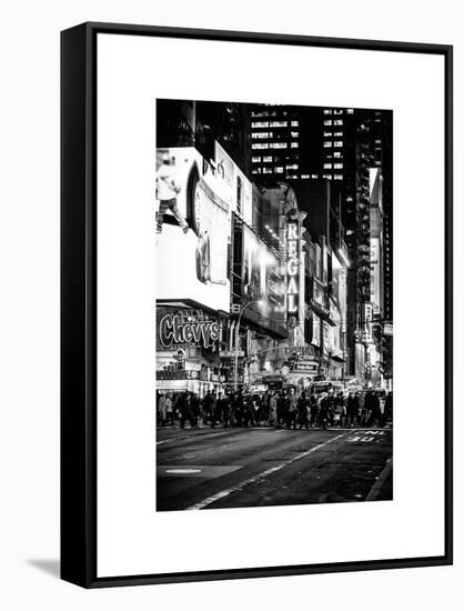 Times Square Urban Scene by Night - Manhattan - New York City - United States-Philippe Hugonnard-Framed Stretched Canvas