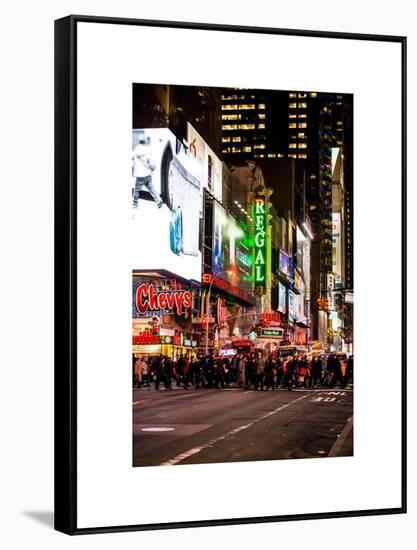 Times Square Urban Scene by Night - Manhattan - New York City - United States-Philippe Hugonnard-Framed Stretched Canvas