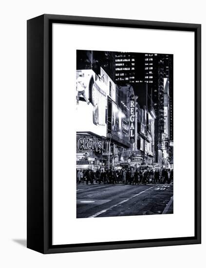 Times Square Urban Scene by Night - Manhattan - New York City - United States-Philippe Hugonnard-Framed Stretched Canvas