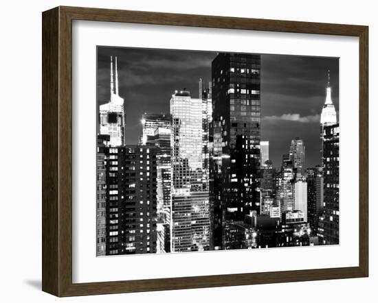 Times Square with Empire State Building, Architecture and Buildings, Manhattan, NYC-Philippe Hugonnard-Framed Premium Photographic Print