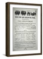 Timetable For the New York and Harlem Rail Road, 1848-null-Framed Giclee Print