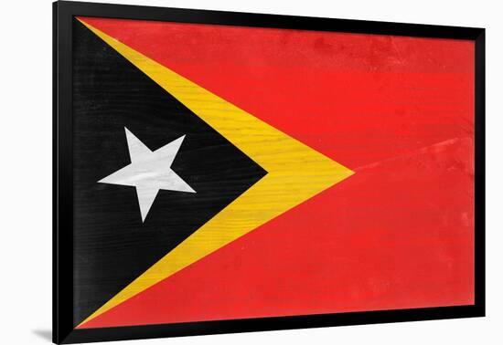 Timor-Leste Flag Design with Wood Patterning - Flags of the World Series-Philippe Hugonnard-Framed Art Print