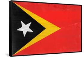 Timor-Leste Flag Design with Wood Patterning - Flags of the World Series-Philippe Hugonnard-Framed Stretched Canvas