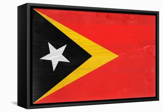 Timor-Leste Flag Design with Wood Patterning - Flags of the World Series-Philippe Hugonnard-Framed Stretched Canvas