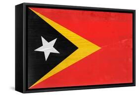 Timor-Leste Flag Design with Wood Patterning - Flags of the World Series-Philippe Hugonnard-Framed Stretched Canvas