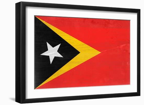 Timor-Leste Flag Design with Wood Patterning - Flags of the World Series-Philippe Hugonnard-Framed Art Print