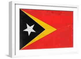 Timor-Leste Flag Design with Wood Patterning - Flags of the World Series-Philippe Hugonnard-Framed Premium Giclee Print