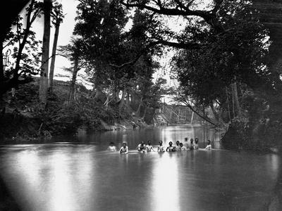 Civil War Soldiers Bathing in a River