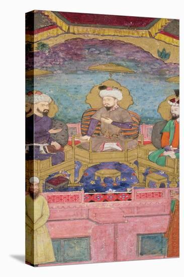 Timur, Babur and Humayan Enthroned Together, from the Large Clive Album, from a C17th Original-null-Stretched Canvas