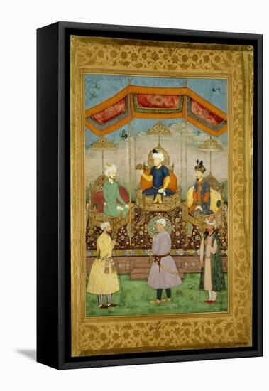 Timur Handing the Imperial Crown to Babur, India-Govardhan-Framed Stretched Canvas