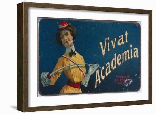 Tin for 50 Laferme 'Vivat Academia' Cigarettes, C.1900-20-null-Framed Giclee Print