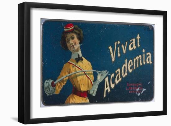 Tin for 50 Laferme 'Vivat Academia' Cigarettes, C.1900-20-null-Framed Giclee Print