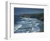 Tin Mining Chimneys and Ocean Surf, Porthtowan, Cornwall, England, United Kingdom, Europe-Dominic Harcourt-webster-Framed Photographic Print