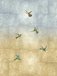 Hummingbirds Blue on Silver I-Tina Blakely-Art Print