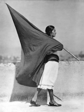 Woman with Flag, Mexico City, 1928