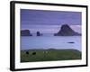 Tindholmur Island Rising to 262 M, and Drangarnir Natural Arch at Sunset, with Sheep, from Vagar-Patrick Dieudonne-Framed Photographic Print