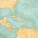 Map Of Caribbean - Jamaica (Vintage Series)-Tindo-Art Print