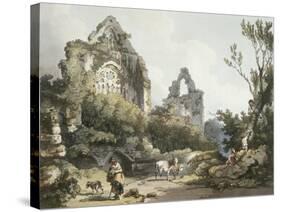 Tintern Abbey, from The Romantic and Picturesque Scenery of England Wales, Published 1805-Philippe De Loutherbourg-Stretched Canvas