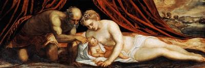 Venus, Vulcan and Cupid. Ca. 1550-55-Tintoretto (Jacopo Robusti)-Stretched Canvas