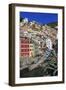 Tiny harbour and medieval houses in steep ravine, Riomaggiore, UNESCO World Heritage Site, Italy-Eleanor Scriven-Framed Photographic Print