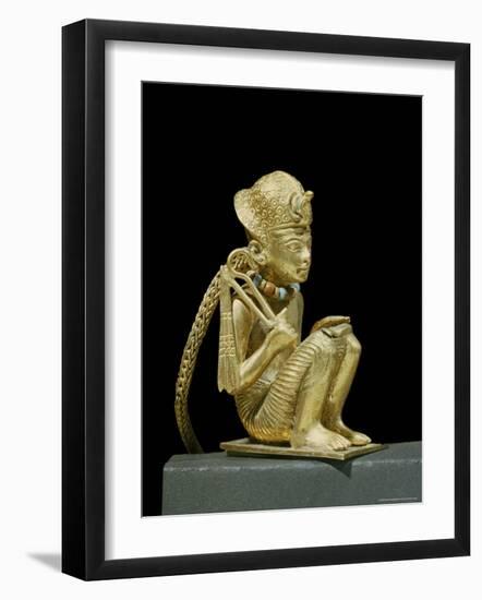 Tiny Solid Gold Statuette of Amenophis III Found the Tomb of Pharaoh Tutankhamun, Egypt-Robert Harding-Framed Photographic Print