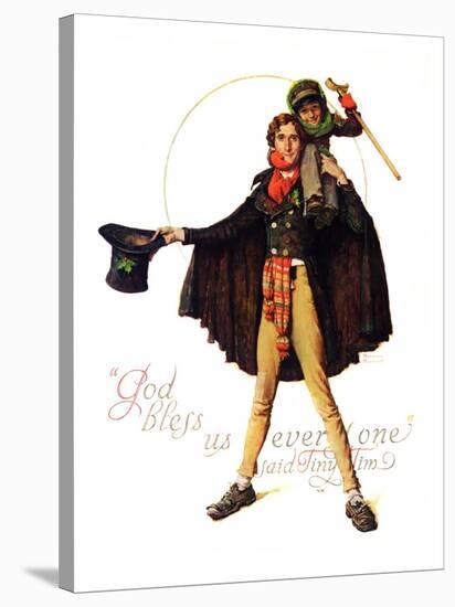 "Tiny Tim" or "God Bless Us Everyone", December 15,1934-Norman Rockwell-Stretched Canvas