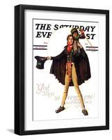 "Tiny Tim" or "God Bless Us Everyone" Saturday Evening Post Cover, December 15,1934-Norman Rockwell-Framed Giclee Print