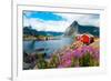 Tipical Red Fishing Houses in a Harbor on Lofoten Islands, Norway-Maria Uspenskaya-Framed Photographic Print