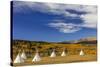 Tipis with Yellow Mountain, St. Mary, Montana, USA-Chuck Haney-Stretched Canvas