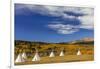 Tipis with Yellow Mountain, St. Mary, Montana, USA-Chuck Haney-Framed Photographic Print