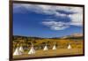 Tipis with Yellow Mountain, St. Mary, Montana, USA-Chuck Haney-Framed Photographic Print