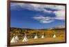 Tipis with Yellow Mountain, St. Mary, Montana, USA-Chuck Haney-Framed Photographic Print