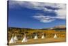 Tipis with Yellow Mountain, St. Mary, Montana, USA-Chuck Haney-Stretched Canvas