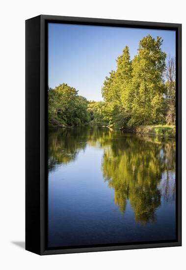 Tippecanoe River reflections, Tippecanoe State Park, Indiana, USA.-Anna Miller-Framed Stretched Canvas