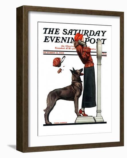 "Tipping the Scales," Saturday Evening Post Cover, October 13, 1923-Joseph Farrelly-Framed Giclee Print