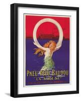 Tire Advertisement with Mermaid-null-Framed Art Print