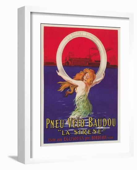 Tire Advertisement with Mermaid-null-Framed Art Print