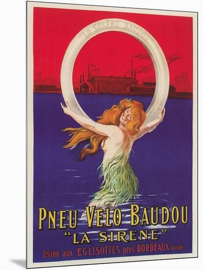 Tire Advertisement with Mermaid-null-Mounted Art Print
