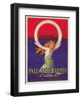 Tire Advertisement with Mermaid-null-Framed Art Print