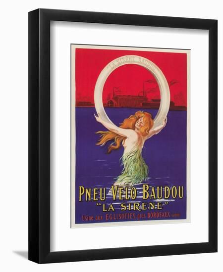 Tire Advertisement with Mermaid-null-Framed Art Print