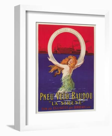 Tire Advertisement with Mermaid-null-Framed Art Print