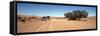 Tire Tracks in an Arid Landscape, Sossusvlei, Namib Desert, Namibia-null-Framed Stretched Canvas