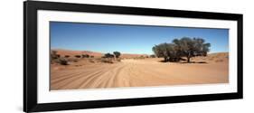 Tire Tracks in an Arid Landscape, Sossusvlei, Namib Desert, Namibia-null-Framed Photographic Print